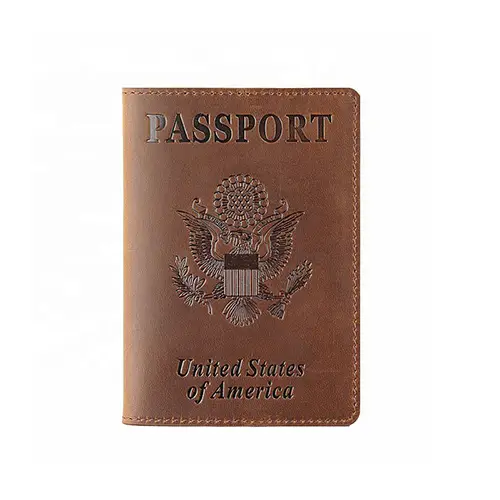  Premium Leather Passport Holder with Embossed Design